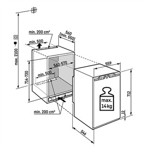 Liebherr pure NoFrost, 66 л, высота 72 см - Интегрируемый морозильник