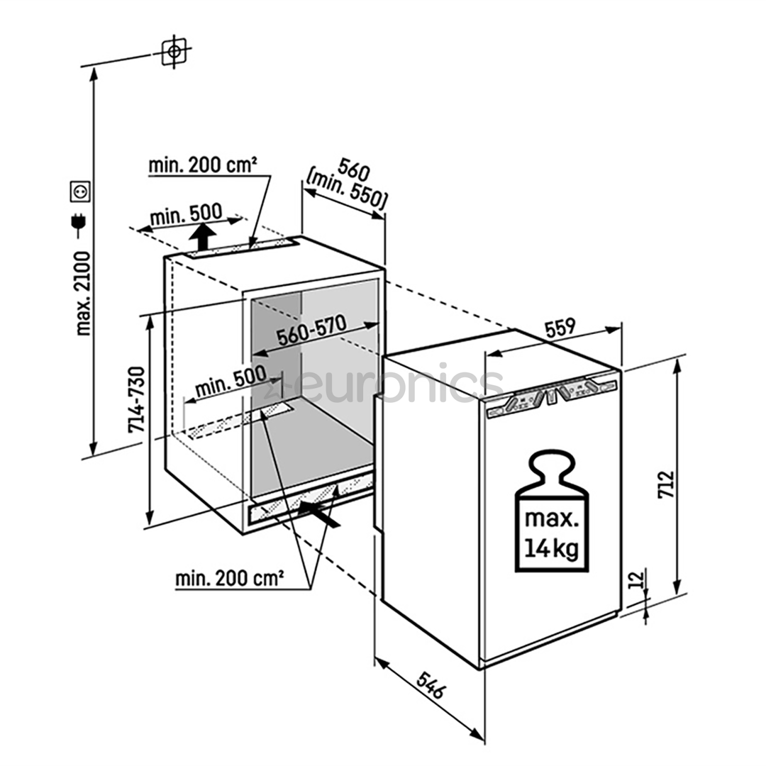 Liebherr pure NoFrost, 66 L, augstums 72 cm - Iebūvējama saldētava