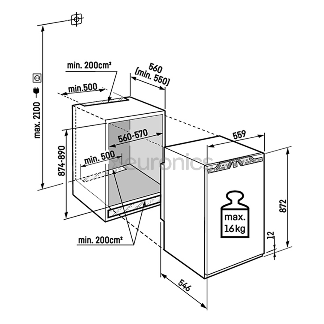 Liebherr plus NoFrost, 87 л, высота 88 см - Интегрируемый морозильник