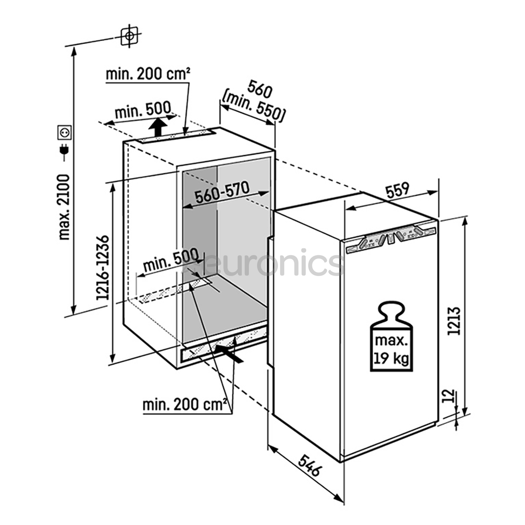Liebherr prime NoFrost, 129 L, augstums 122 cm - Iebūvējama saldētava