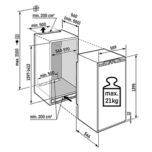 Liebherr prime NoFrost, 156 L, augstums 140 cm - Iebūvējama saldētava