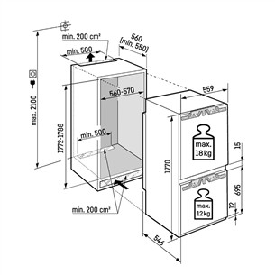 Liebherr Plus BioFresh NoFrost, 244 L, augstums 177 cm - Iebūvējams ledusskapis