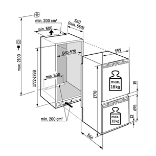 Liebherr Plus BioFresh NoFrost, 244 L, augstums 177 cm - Iebūvējams ledusskapis