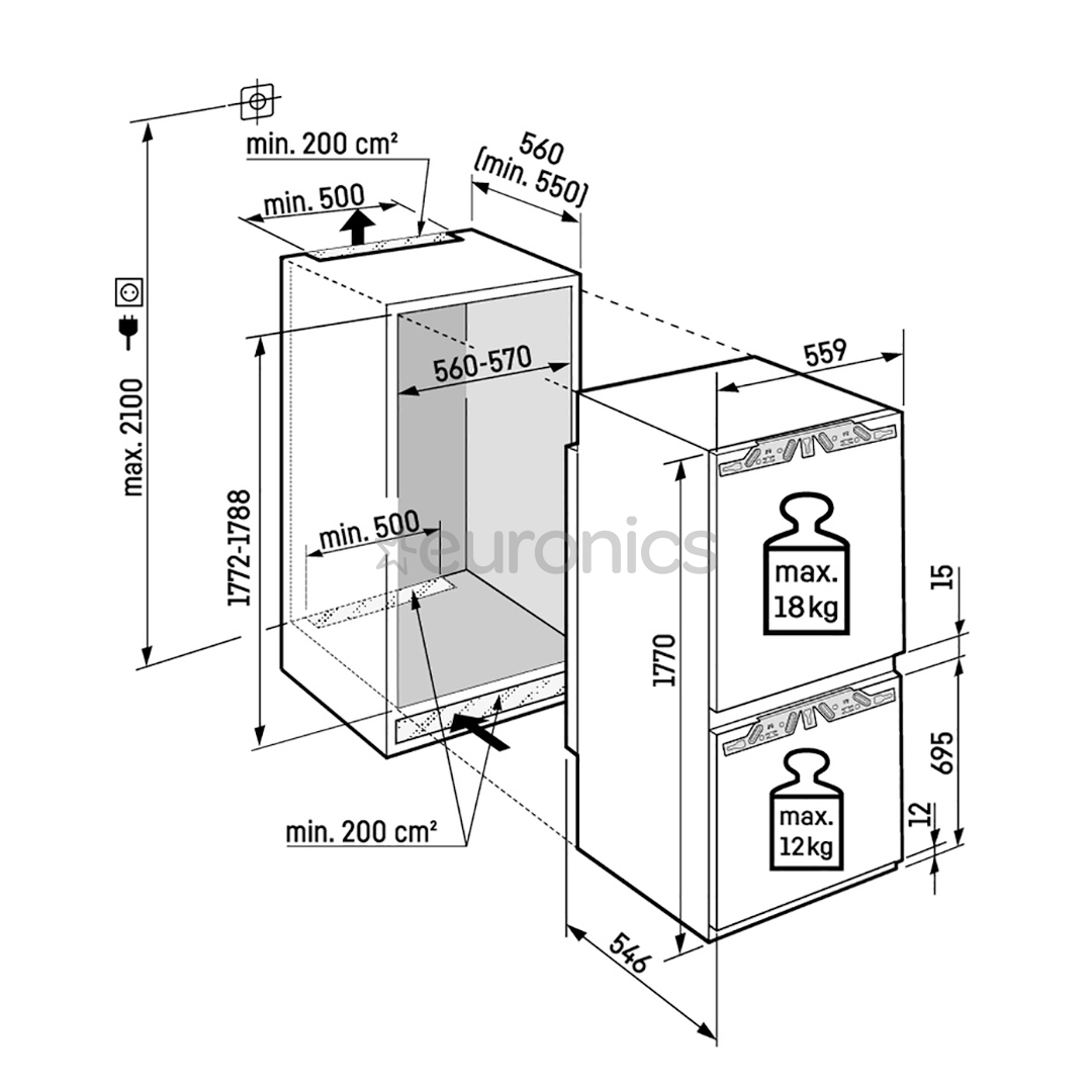Liebherr Plus BioFresh NoFrost, 244 L, augstums 177 cm - Iebūvējams ledusskapis