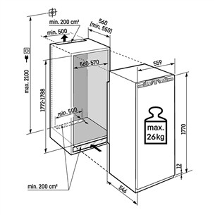 Liebherr pure NoFrost, 213 л, высота 177 см - Интегрируемый морозильник
