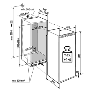 Liebherr pure NoFrost, 213 L, augstums 177 cm - Iebūvējama saldētava