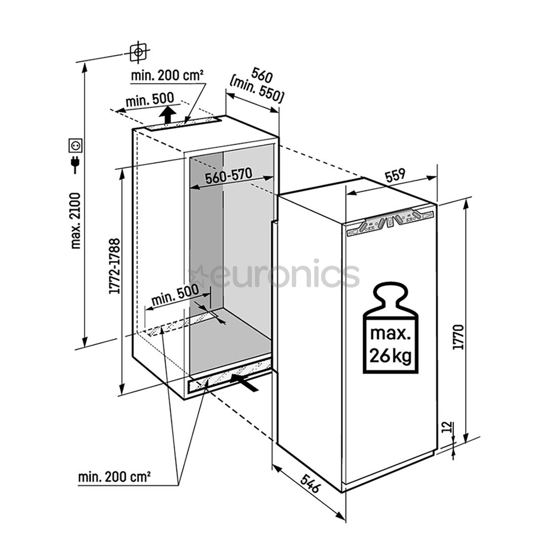 Liebherr peak NoFrost, 213 L, augstums 177 cm - Iebūvējama saldētava