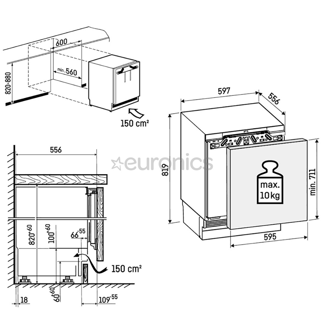 Liebherr Pure, 106 L, augstums 82 cm - Iebūvējams ledusskapis
