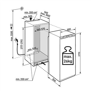 Liebherr Peak NoFrost, 213 L, height 177 cm - Built-in freezer