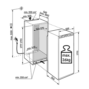 Liebherr Peak NoFrost, 213 L, height 177 cm - Built-in freezer