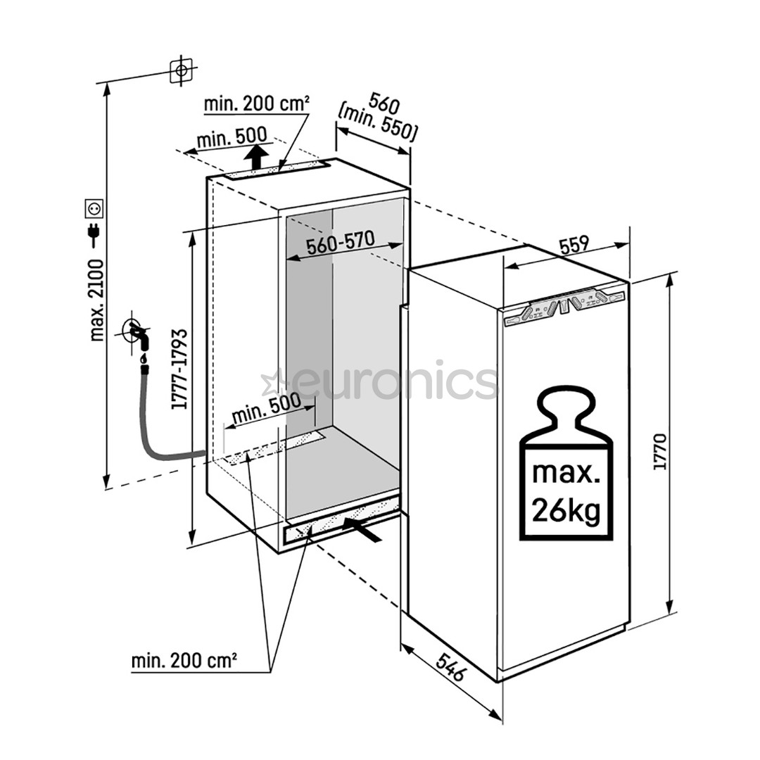 Liebherr Peak NoFrost, 213 L, height 177 cm - Built-in freezer