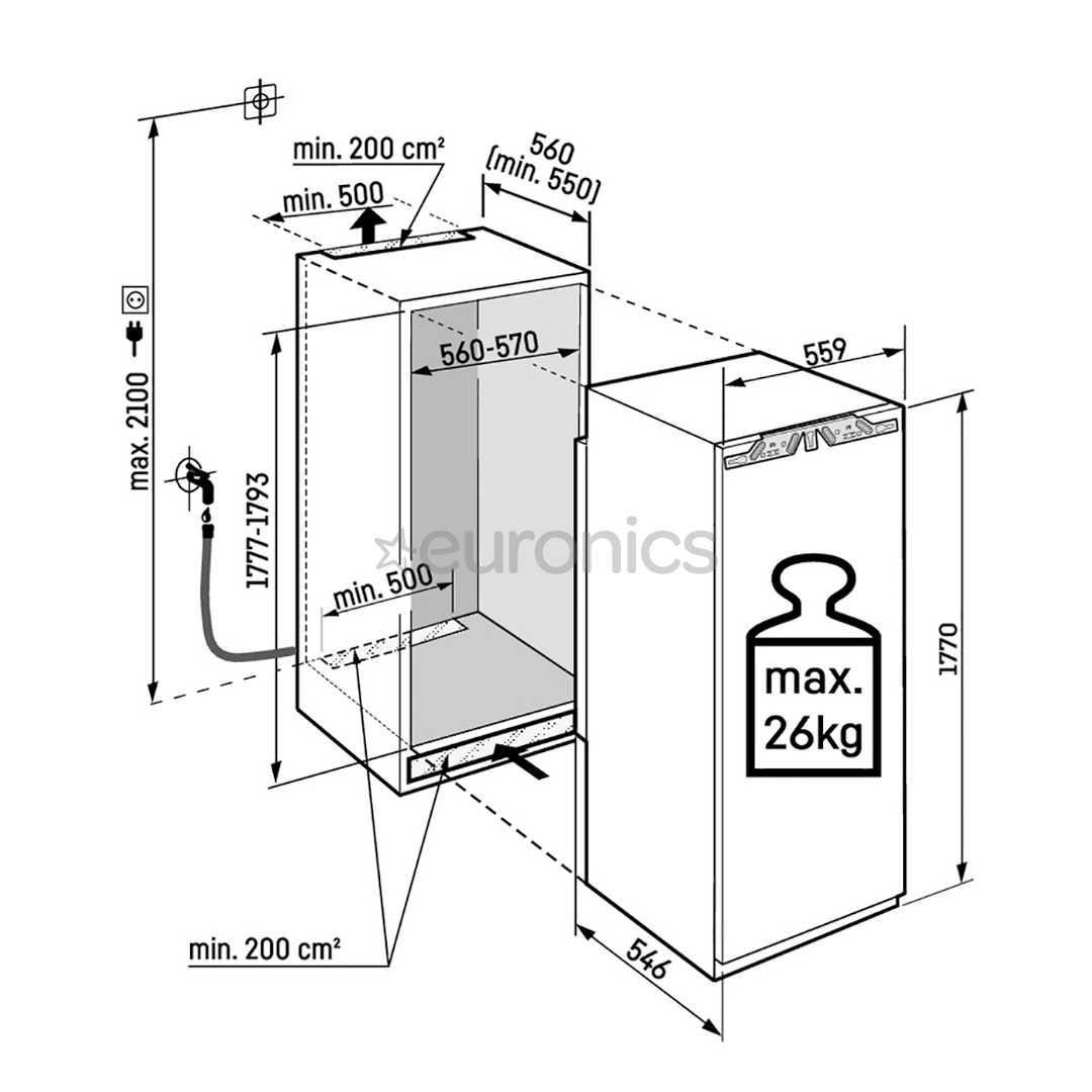 Liebherr Peak NoFrost, 213 L, height 177 cm - Built-in freezer