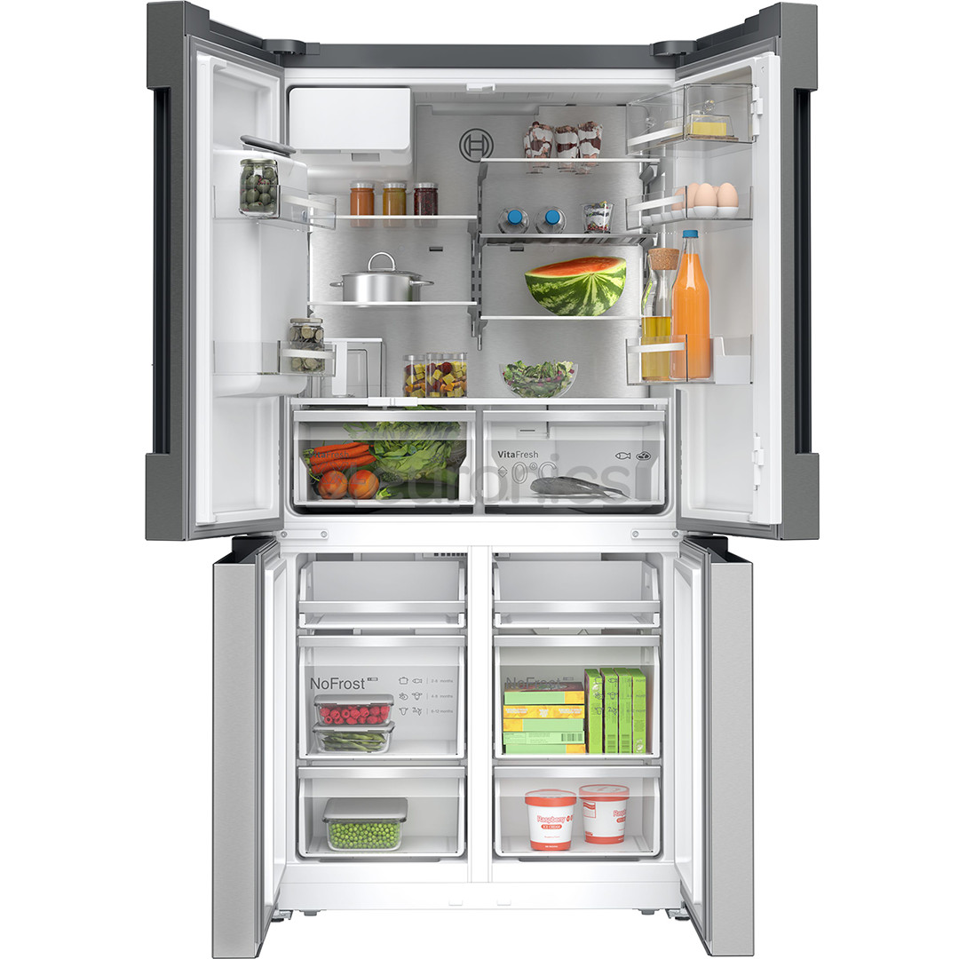Bosch Series 6, French Door, 574 L, height 183 cm, stainless steel - SBS Refrigerator