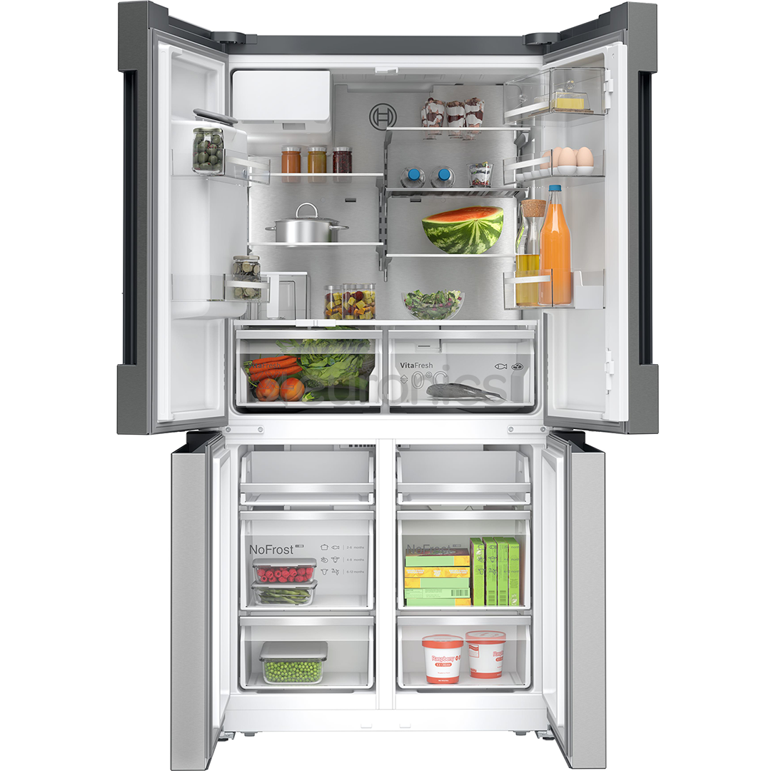Bosch Series 6, French Door, 574 L, height 183 cm, stainless steel - SBS Refrigerator