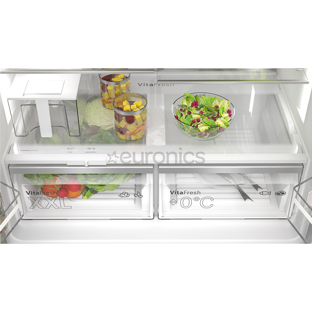 Bosch Series 6, French Door, 574 L, height 183 cm, stainless steel - SBS Refrigerator