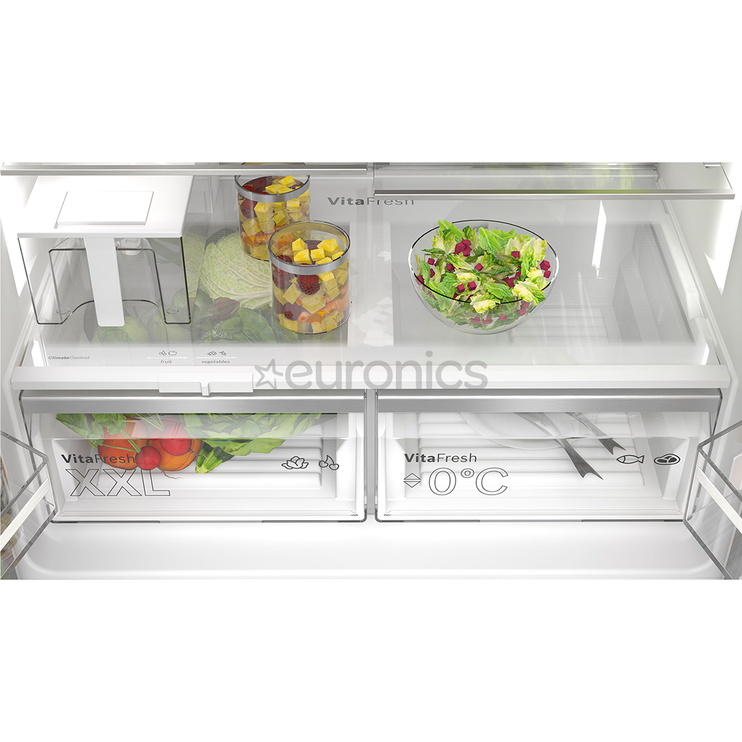 Bosch Series 6, French Door, 574 L, height 183 cm, stainless steel - SBS Refrigerator