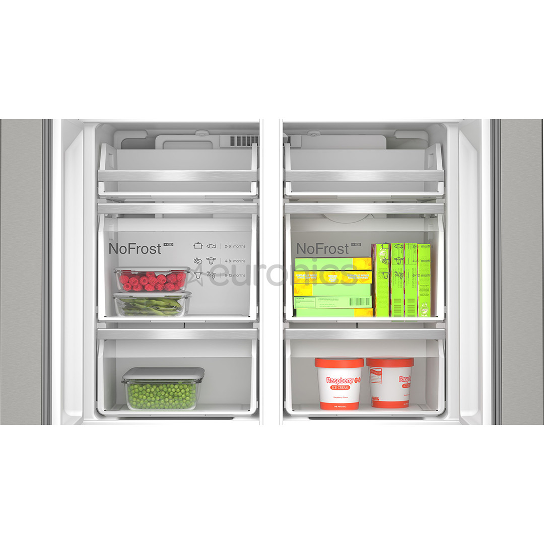 Bosch Series 6, French Door, 574 L, height 183 cm, stainless steel - SBS Refrigerator