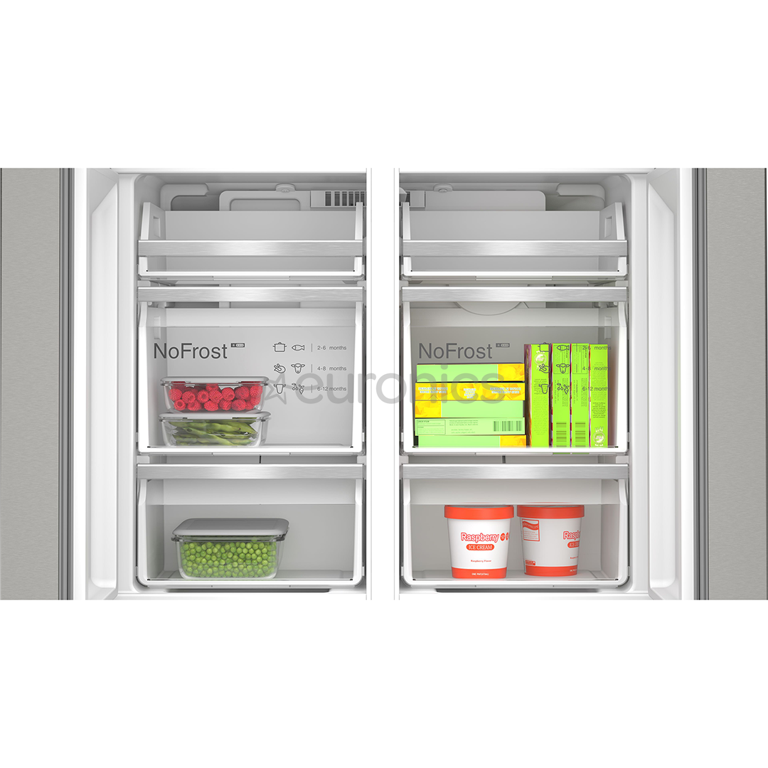 Bosch Series 6, French Door, 574 L, height 183 cm, stainless steel - SBS Refrigerator