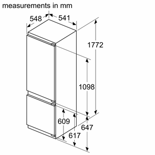 Bosch, Series 4, 270 л, высота 178 см - Интегрируемый холодильник