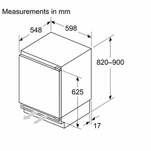Bosch, Series 6, 110 L, height 82 cm - Built-in refrigerator