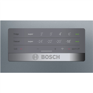 Bosch, Series 4, NoFrost, 279 L, augstums 203 cm, nerūsējošā tērauda - Ledusskapis