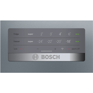 Bosch, Series 4, NoFrost, 279 L, augstums 203 cm, nerūsējošā tērauda - Ledusskapis