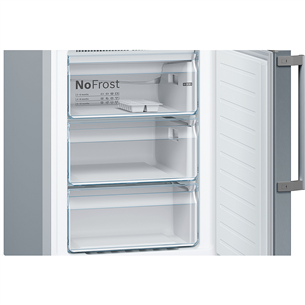 Bosch, Series 4, NoFrost, 279 L, augstums 203 cm, nerūsējošā tērauda - Ledusskapis