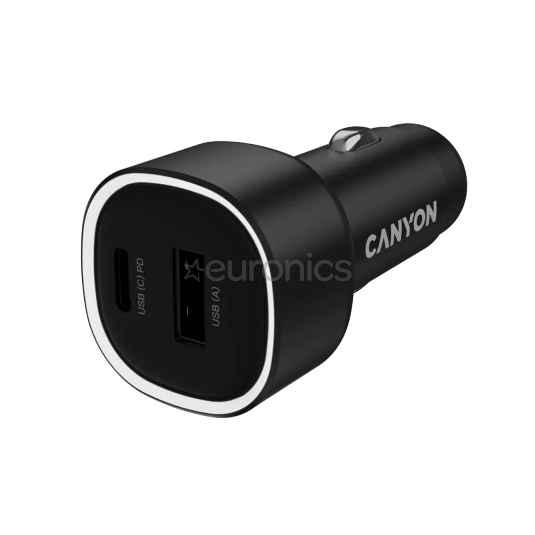 Canyon OnDrive 48, USB-A, USB-C, 48 W, black - Car charger
