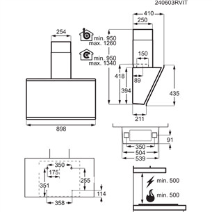 AEG 7000 Series, 760 m³/h, black - Cooker hood