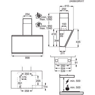 AEG 7000 Series, 760 m³/h, black - Cooker hood
