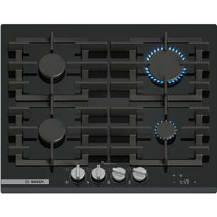 Bosch, Series 8, platums 59 cm, melna - Iebūvējama gāzes plīts virsma PRP6A6H40
