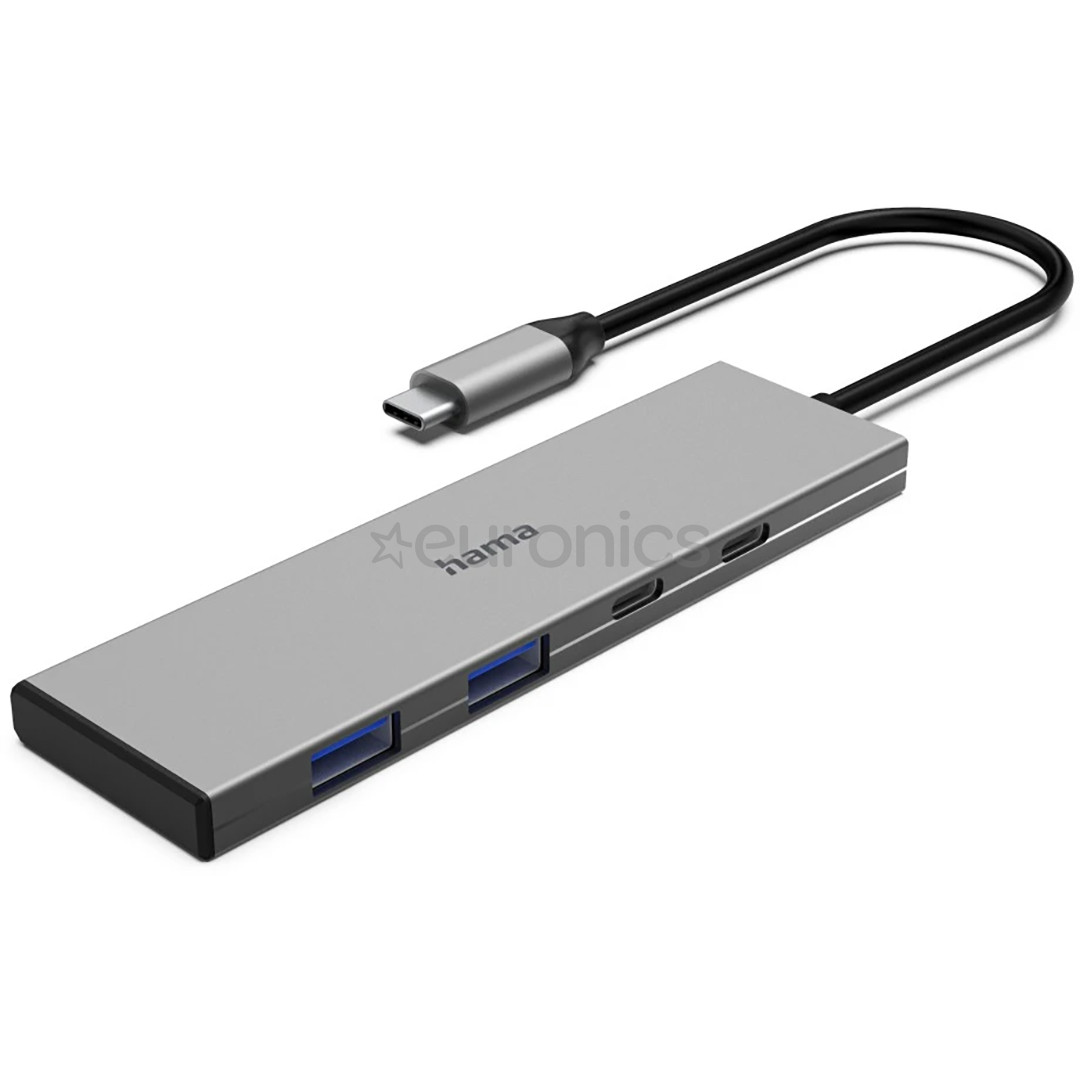 Hama USB-C Hub, 2x USB-C, 2x USB-A 3.2 Gen 2, pelēka - Adapteris