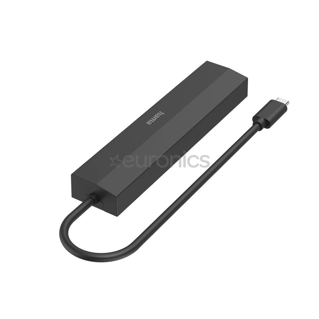 Hama USB-C Hub, 3x USB-A 3.2 Gen 1, USB-C, HDMI, LAN, melna - Adapteris
