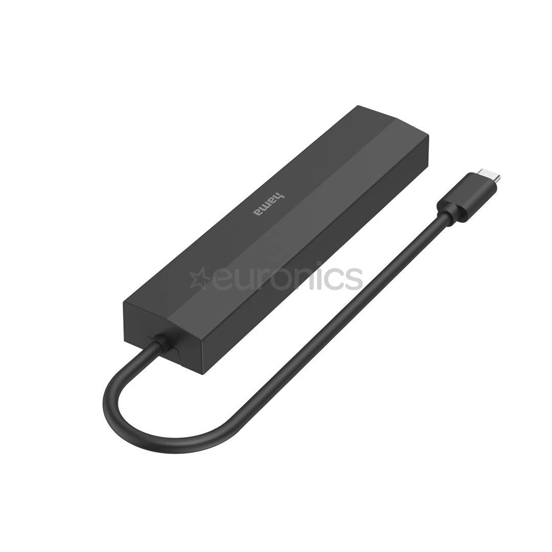 Hama USB-C Hub, 3x USB-A 3.2 Gen 1, USB-C, HDMI, LAN, melna - Adapteris