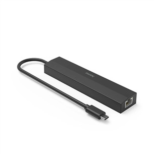 Hama USB-C Hub, 3x USB-A 3.2 Gen 1, USB-C, HDMI, LAN, melna - Adapteris
