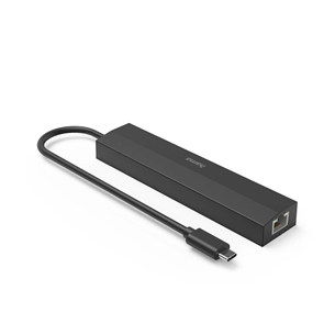 Hama USB-C Hub, 3x USB-A 3.2 Gen 1, USB-C, HDMI, LAN, melna - Adapteris