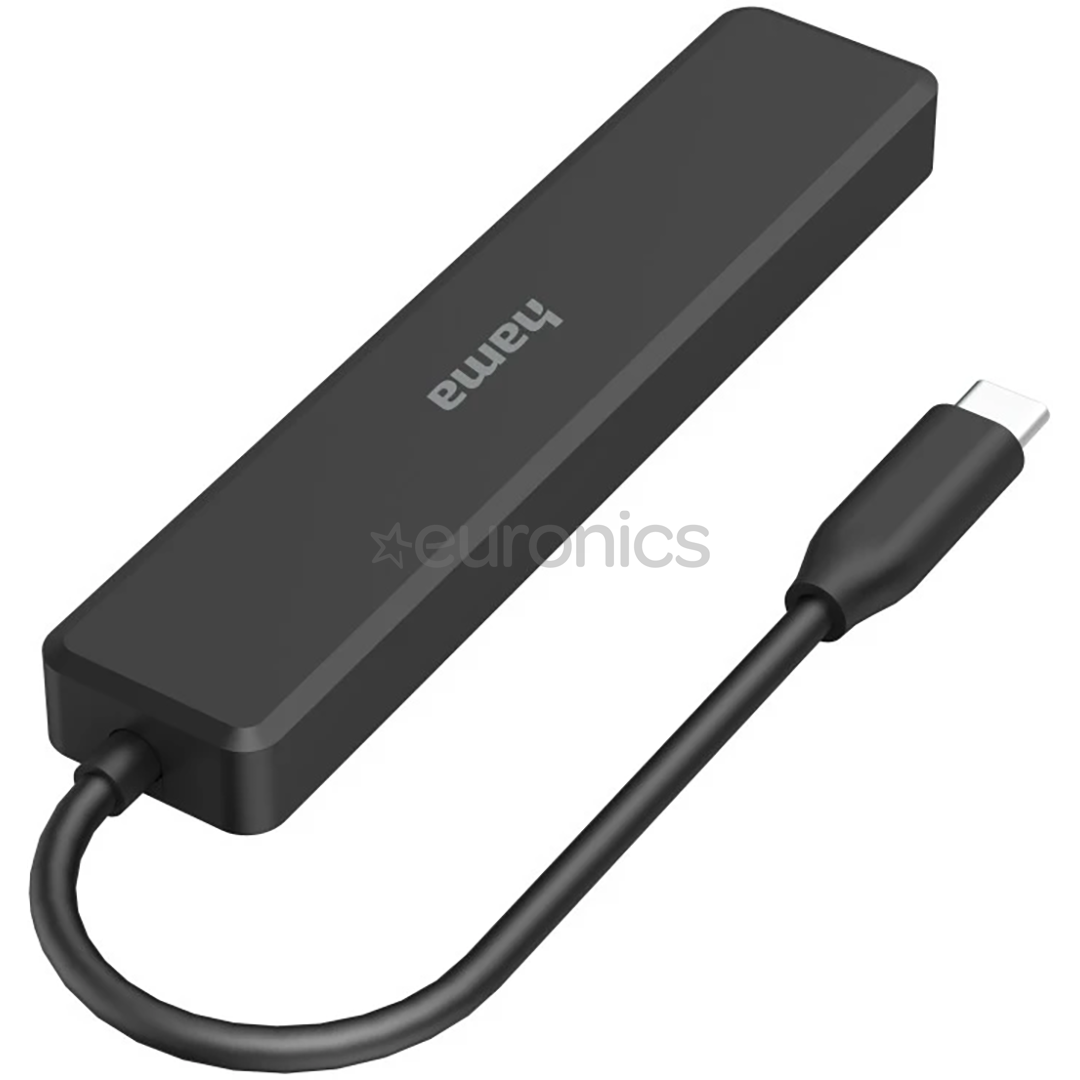 Hama USB-C Hub, 3x USB-A, USB-C, HDMI, melna - Adapteri