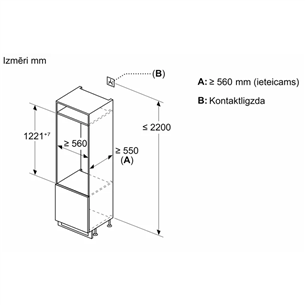 Bosch Series 2, 204 L, augstums 123 cm - Iebūvējams aukstuma skapis
