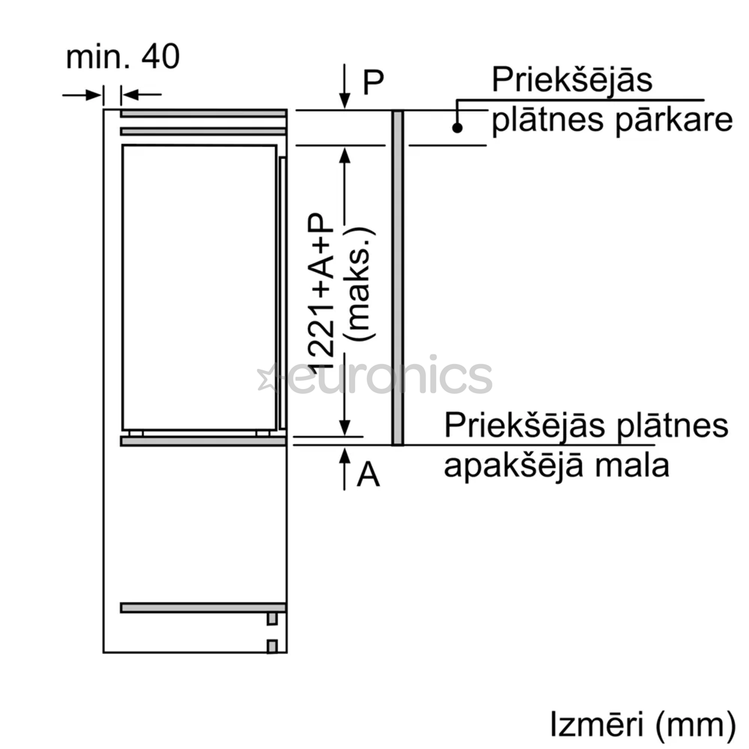 Bosch Series 2, 204 L, augstums 123 cm - Iebūvējams aukstuma skapis