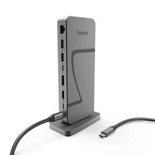 Hama Connect2Office Speed, USB-C, 10 портов, USB4, 140 Вт, серый - Док-станция для ноутбука 00200200