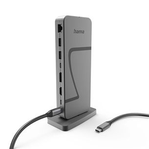 Hama Connect2Office Speed, USB-C, 10 ports, USB4, 140 W, pelēka - Portatīvā datora dokstacija 00200200