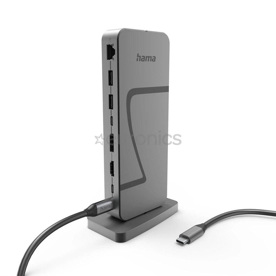 Hama Connect2Office Speed, USB-C, 10 портов, USB4, 140 Вт, серый - Док-станция для ноутбука