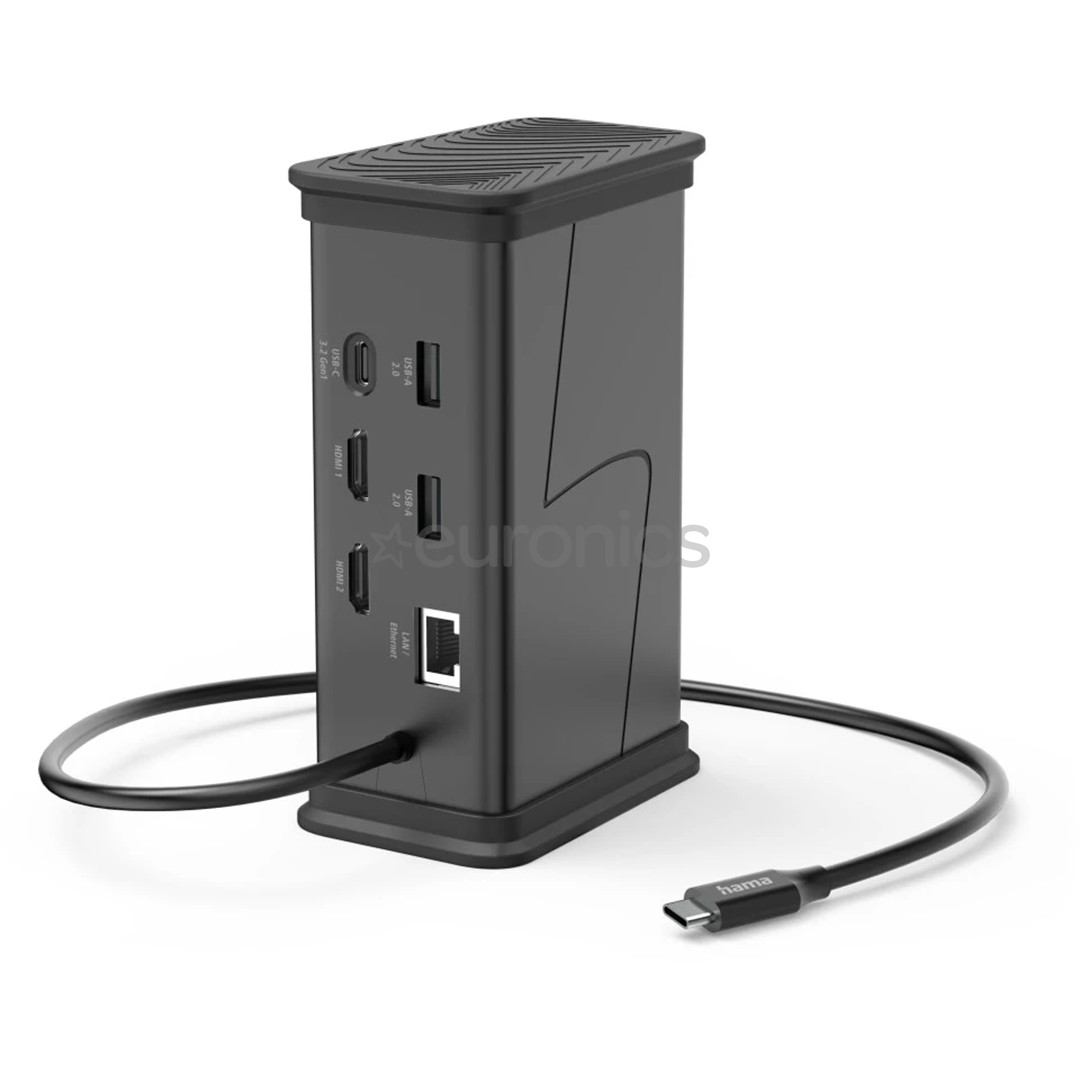 Hama Connect2Office, USB-C, 9 ports, 100 W, gray - Notebook dock