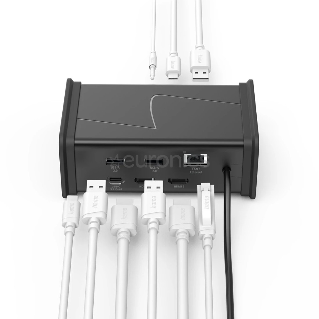 Hama Connect2Office, USB-C, 9 ports, 100 W, gray - Notebook dock