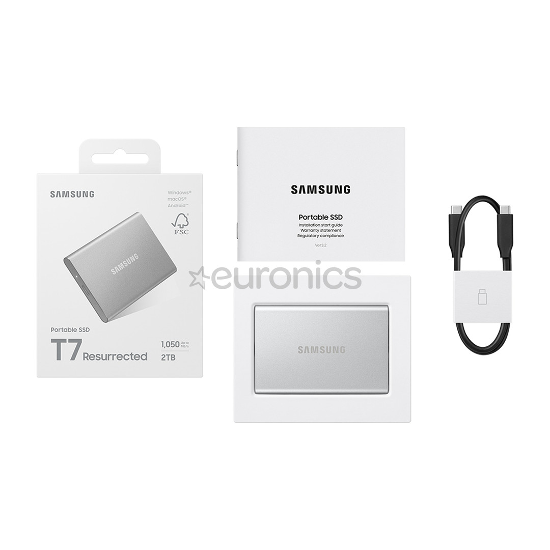 Samsung Portable SSD T7 Resurrected, 2 TB, USB 3.2 Gen 2, silver - External SSD