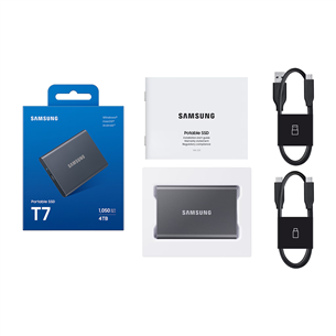 Samsung Portable SSD T7, 4 TB, USB 3.2 Gen 2, серый - Внешний накопитель SSD
