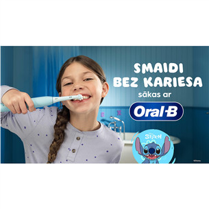 Braun Oral-B iO Kids, Disney, Stitch, zila - Elektriskā zobu birste + ceļojuma futrālis