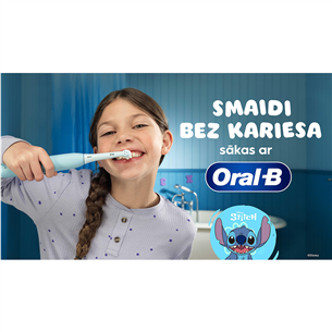 Braun Oral-B iO Kids, Disney, Stitch, zila - Elektriskā zobu birste + ceļojuma futrālis