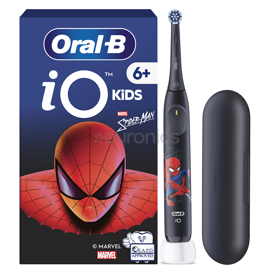 Braun Oral-B iO Kids, Marvel Spiderman, melna - Elektriskā zobu birste + ceļojuma futrālis