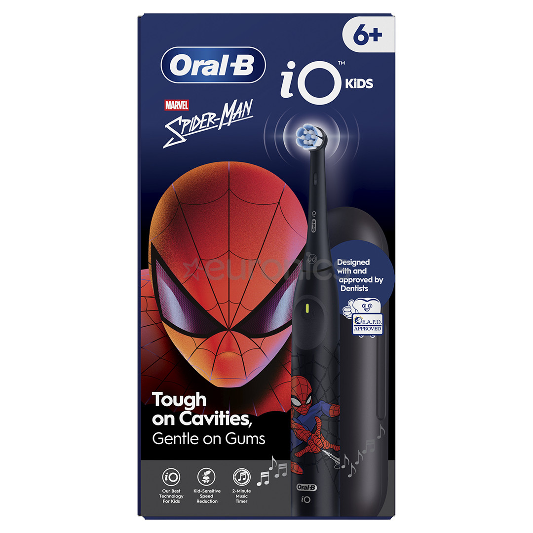 Braun Oral-B iO Kids, Marvel Spiderman, black - Electric Toothbrush + travel case